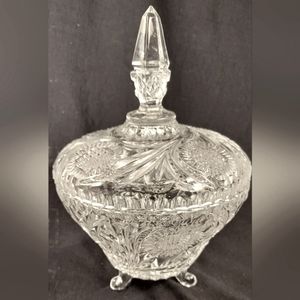 Genuine Lead Crystal Cut Glass Decorative Candy dish With Lid